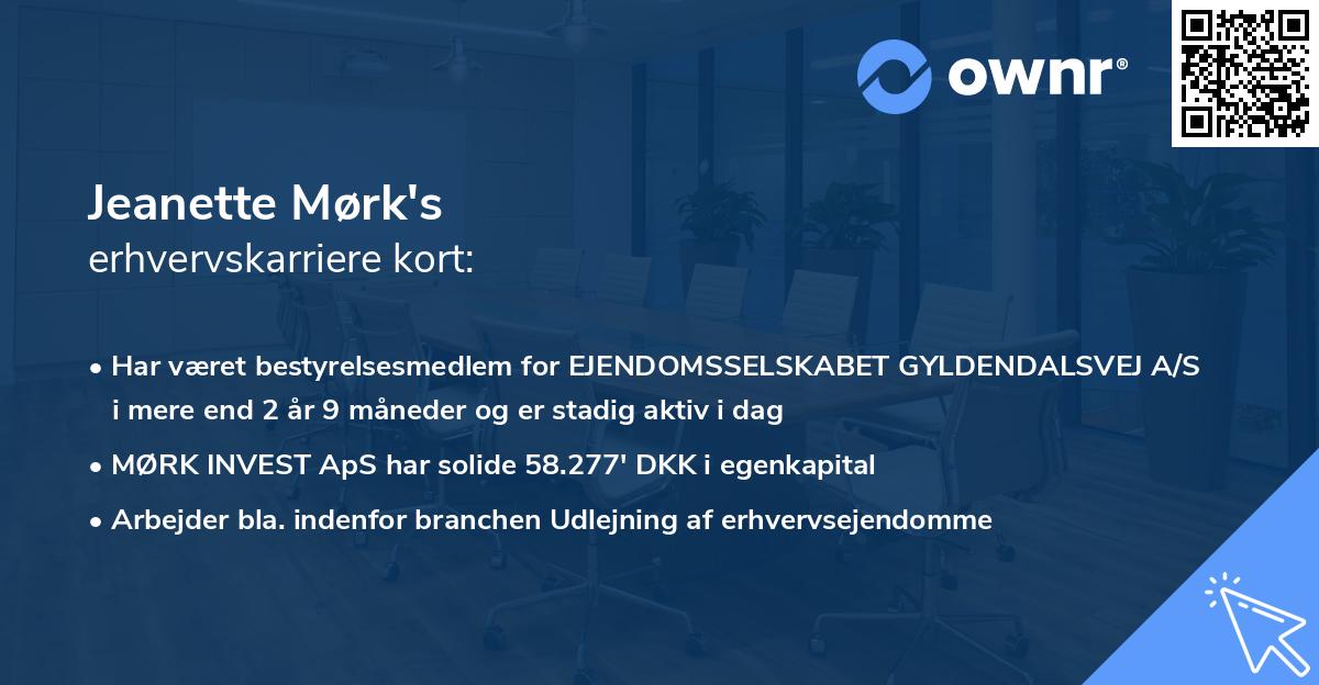 Jeanette Mørk's erhvervskarriere kort