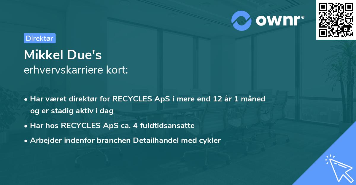 Mikkel Due's erhvervskarriere kort