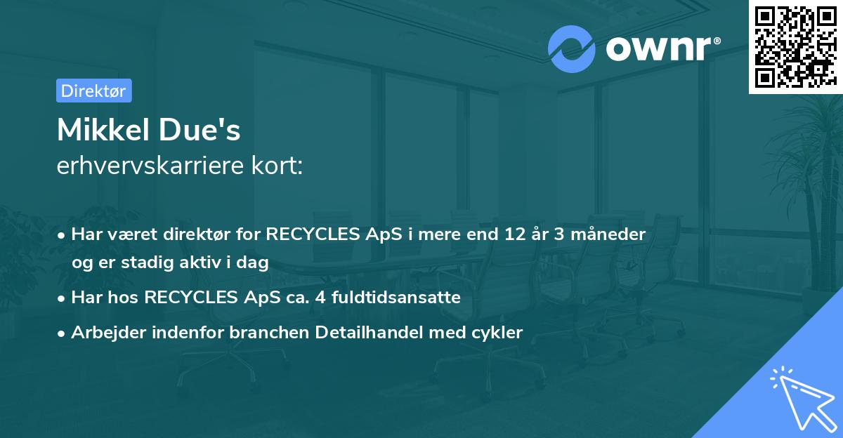 Mikkel Due's erhvervskarriere kort