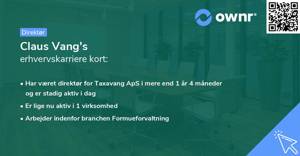Claus Vang's erhvervskarriere kort