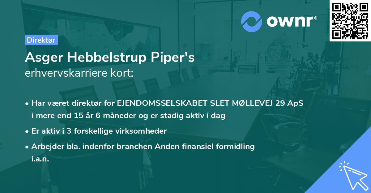 Asger Hebbelstrup Piper's erhvervskarriere kort
