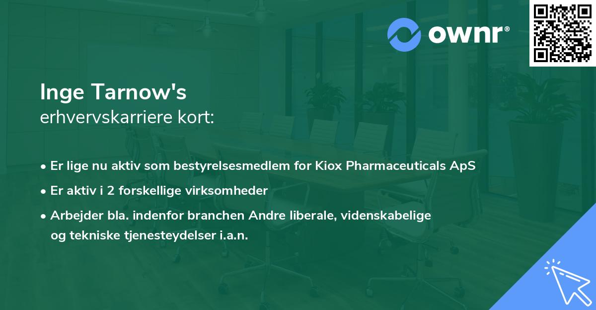 Inge Tarnow's erhvervskarriere kort