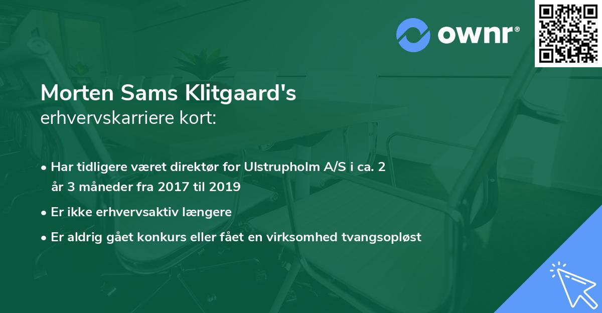 Morten Sams Klitgaard's erhvervskarriere kort