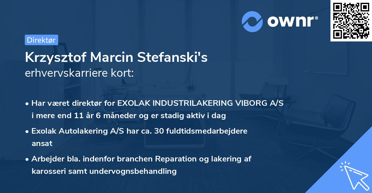 Krzysztof Marcin Stefanski's erhvervskarriere kort