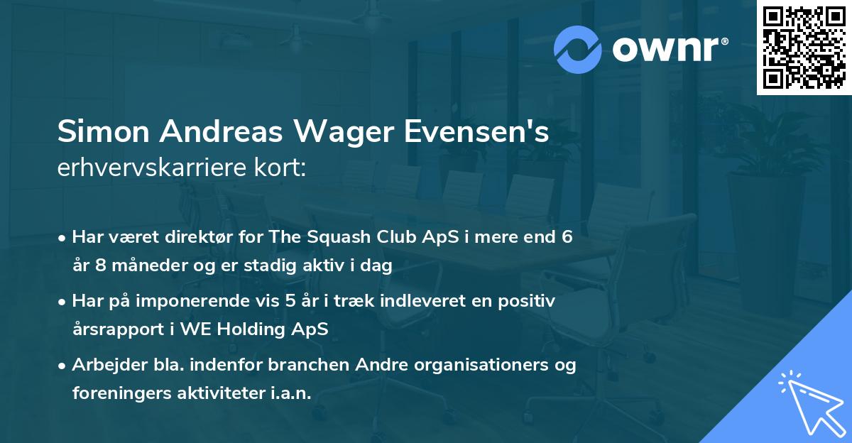Simon Andreas Wager Evensen's erhvervskarriere kort