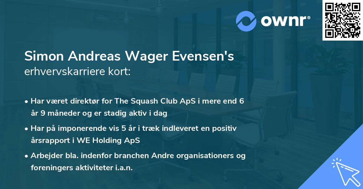 Simon Andreas Wager Evensen's erhvervskarriere kort