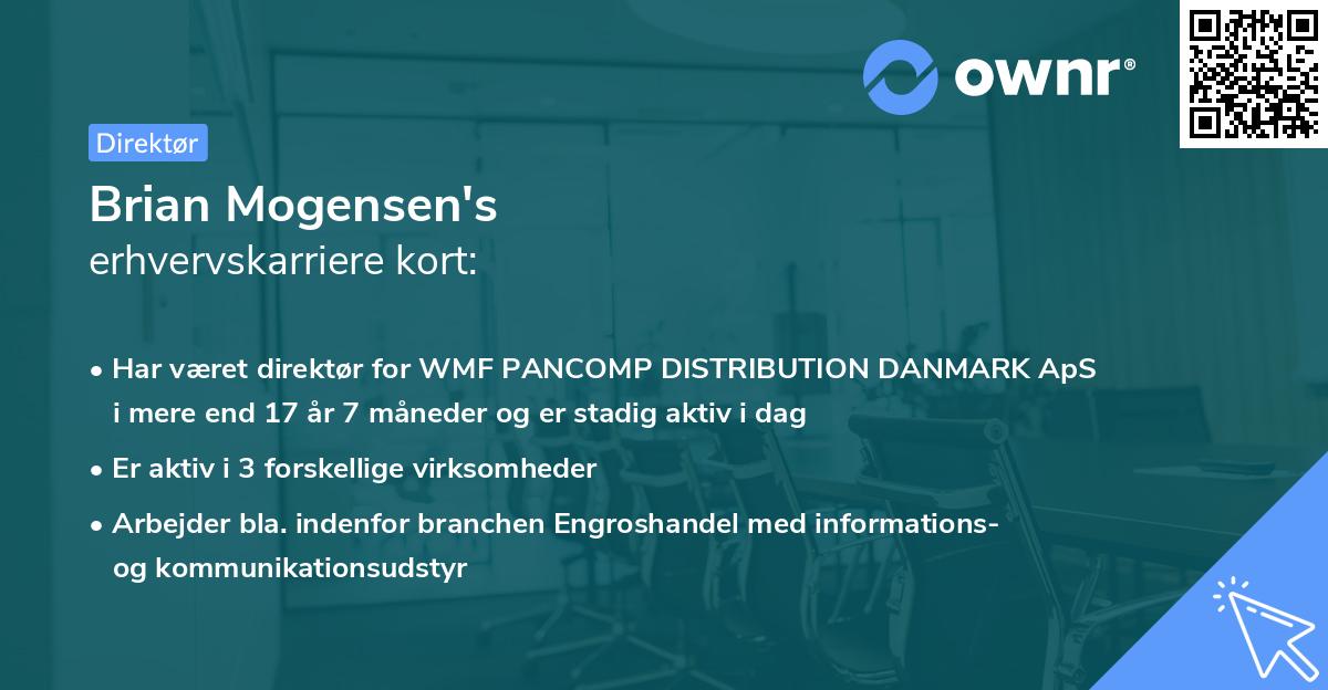 Brian Mogensen's erhvervskarriere kort