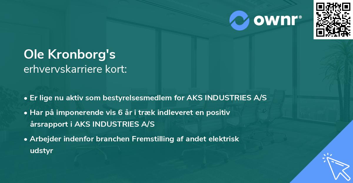 Ole Kronborg's erhvervskarriere kort