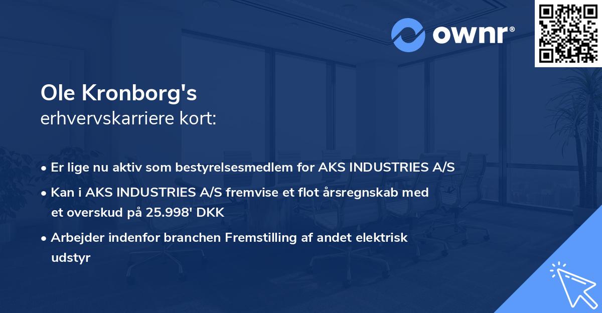 Ole Kronborg's erhvervskarriere kort