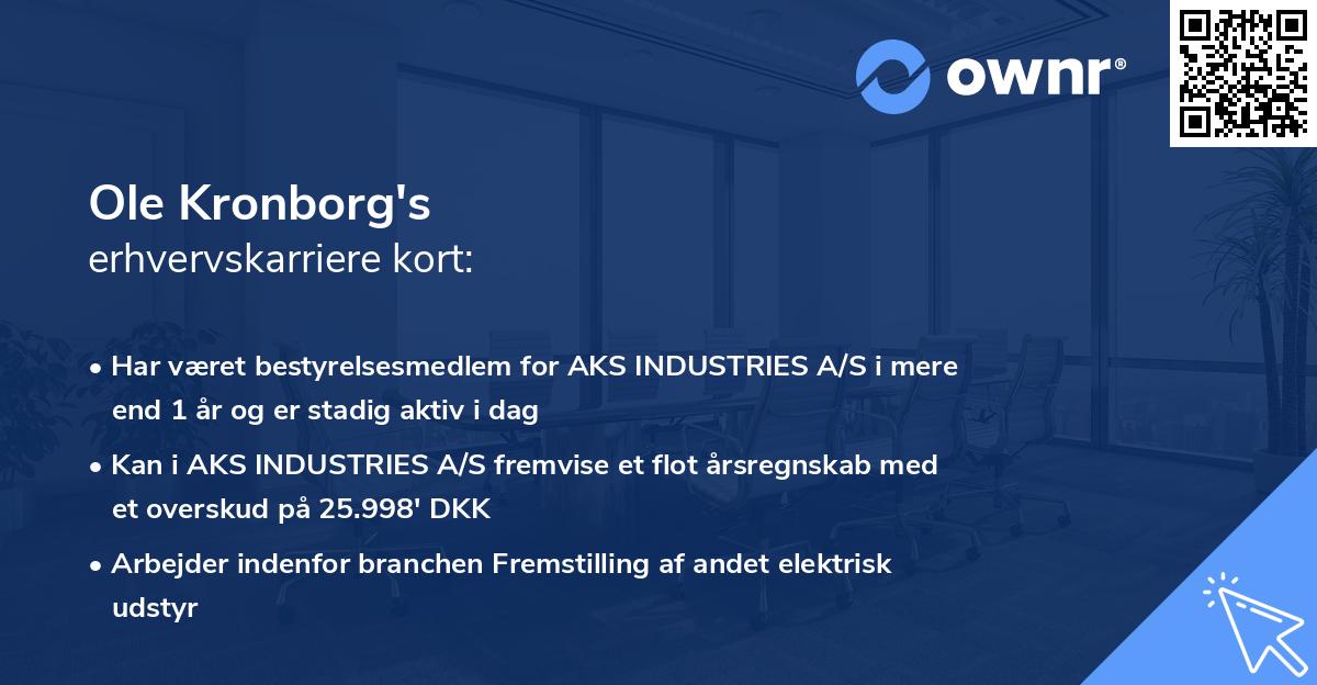 Ole Kronborg's erhvervskarriere kort
