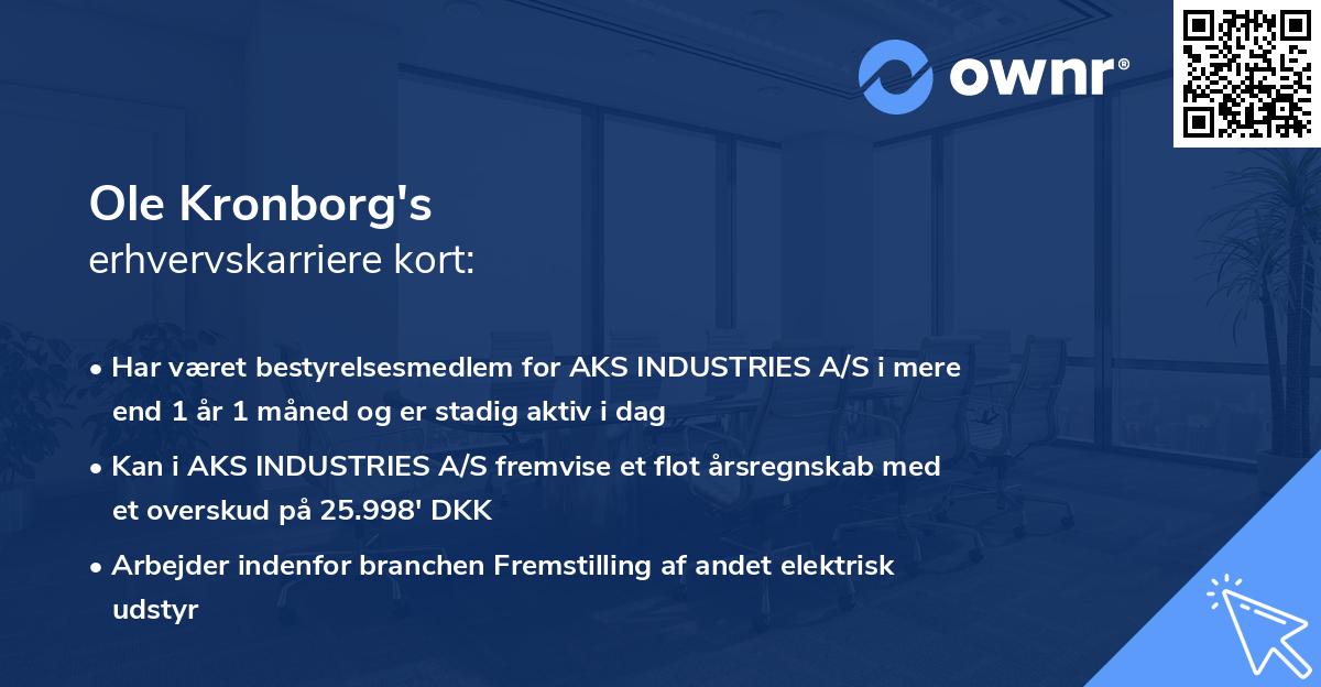 Ole Kronborg's erhvervskarriere kort