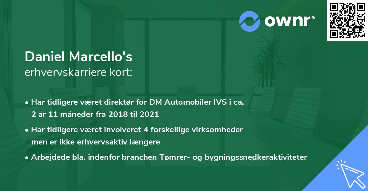 Daniel Marcello's erhvervskarriere kort