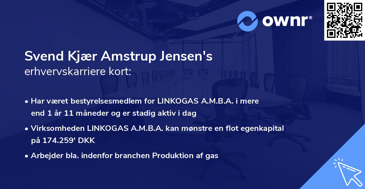 Svend Kjær Amstrup Jensen's erhvervskarriere kort