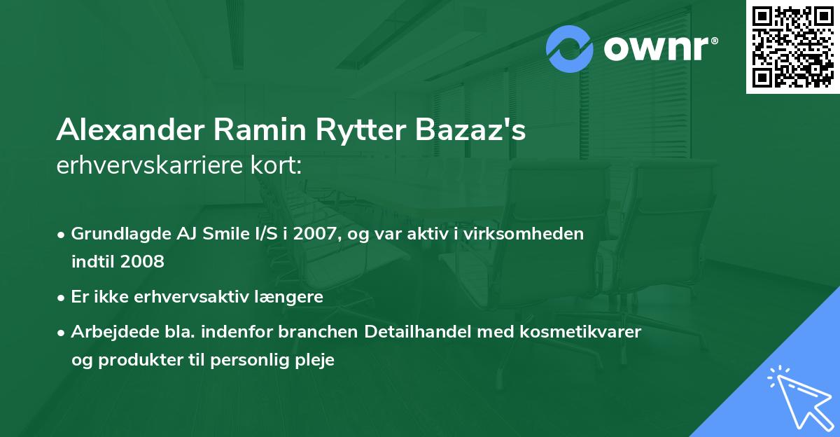 Alexander Ramin Rytter Bazaz's erhvervskarriere kort