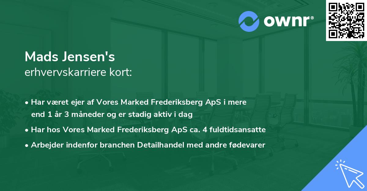 Mads Jensen's erhvervskarriere kort