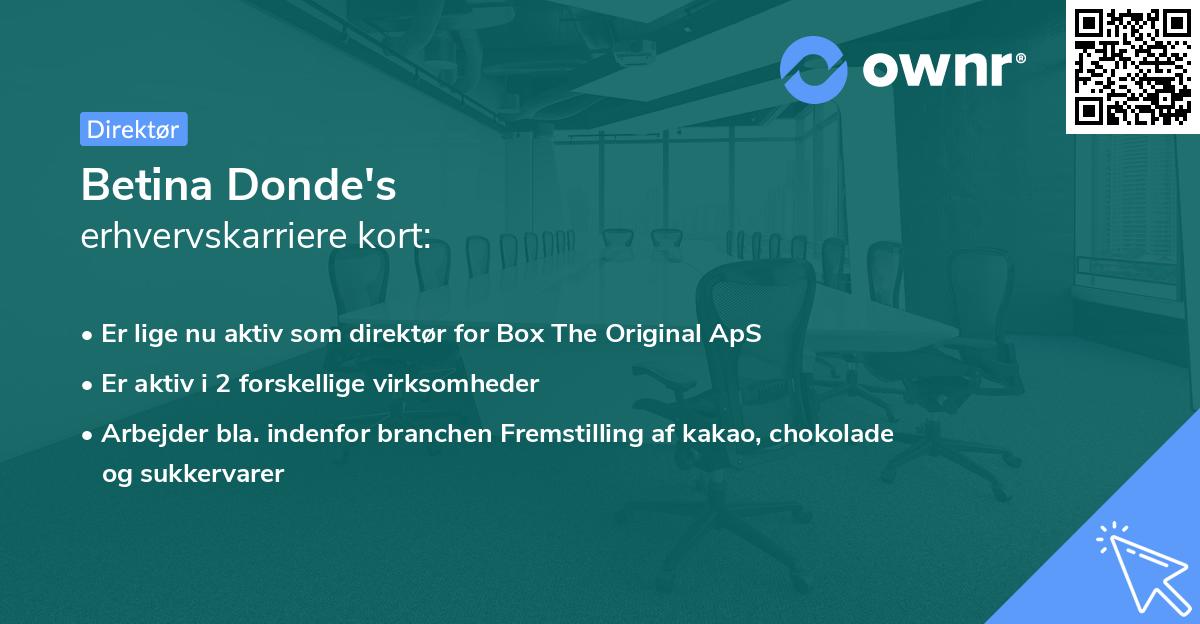 Betina Donde's erhvervskarriere kort