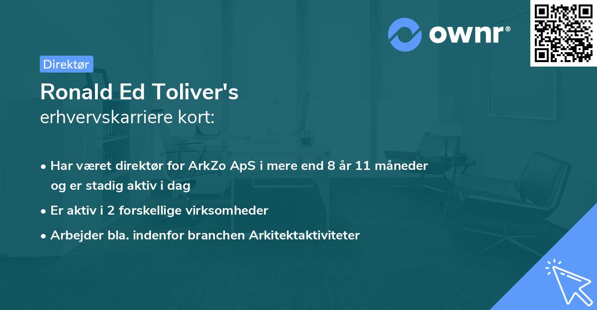 Ronald Ed Toliver's erhvervskarriere kort