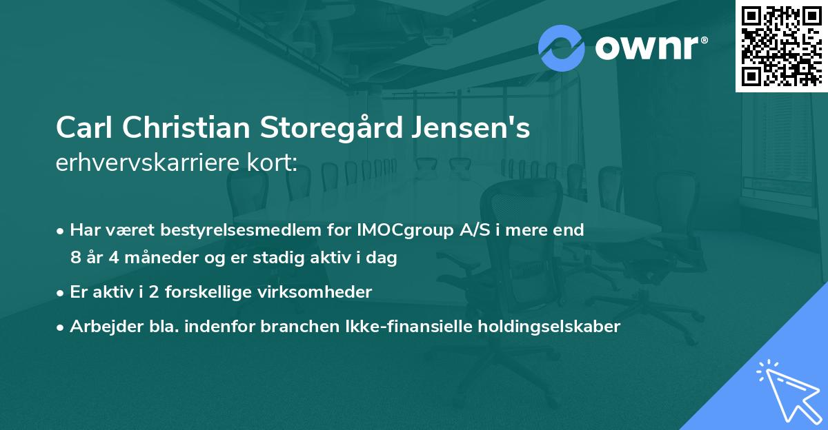Carl Christian Storegård Jensen's erhvervskarriere kort