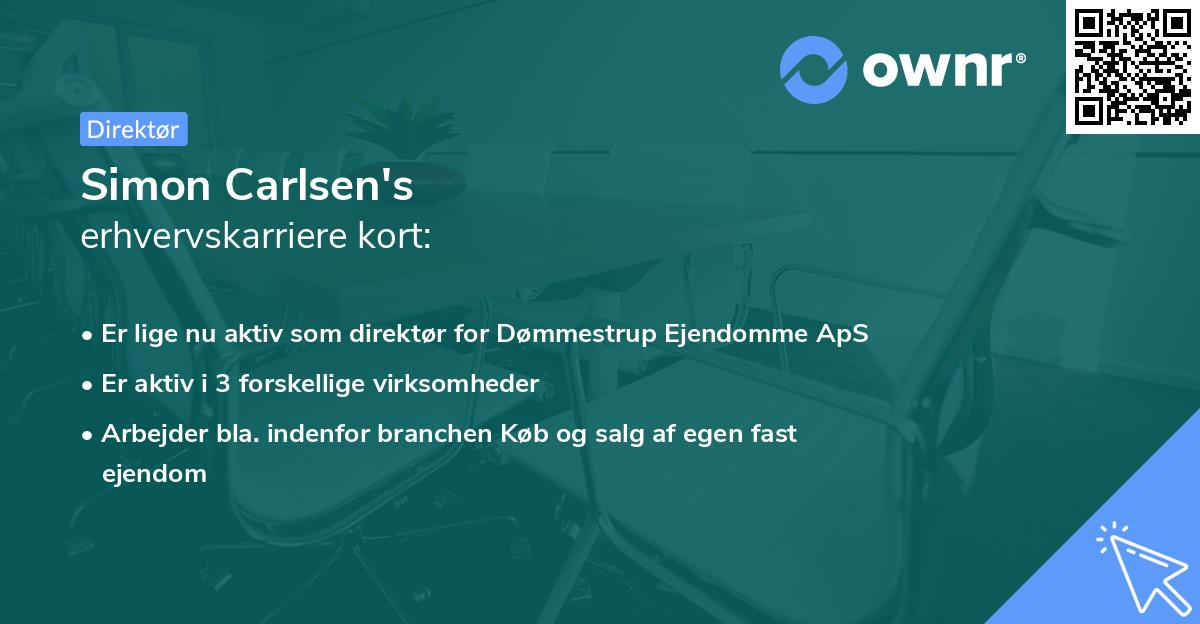 Simon Carlsen's erhvervskarriere kort