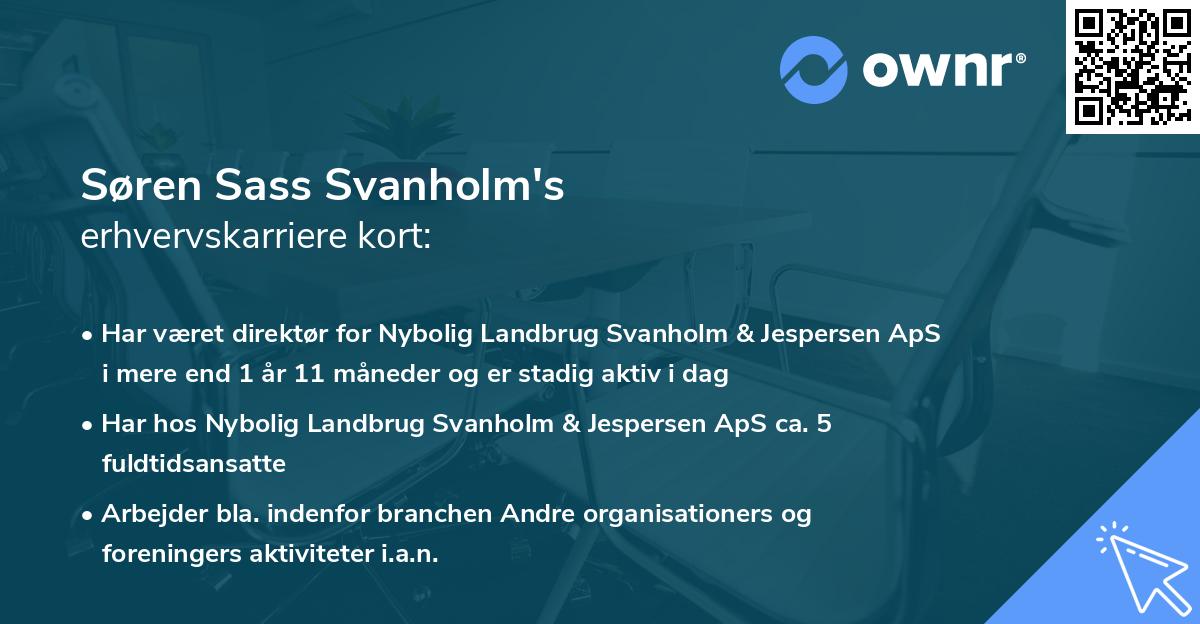 Søren Sass Svanholm's erhvervskarriere kort