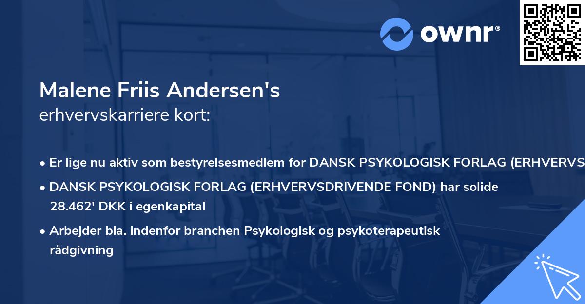 Malene Friis Andersen's erhvervskarriere kort