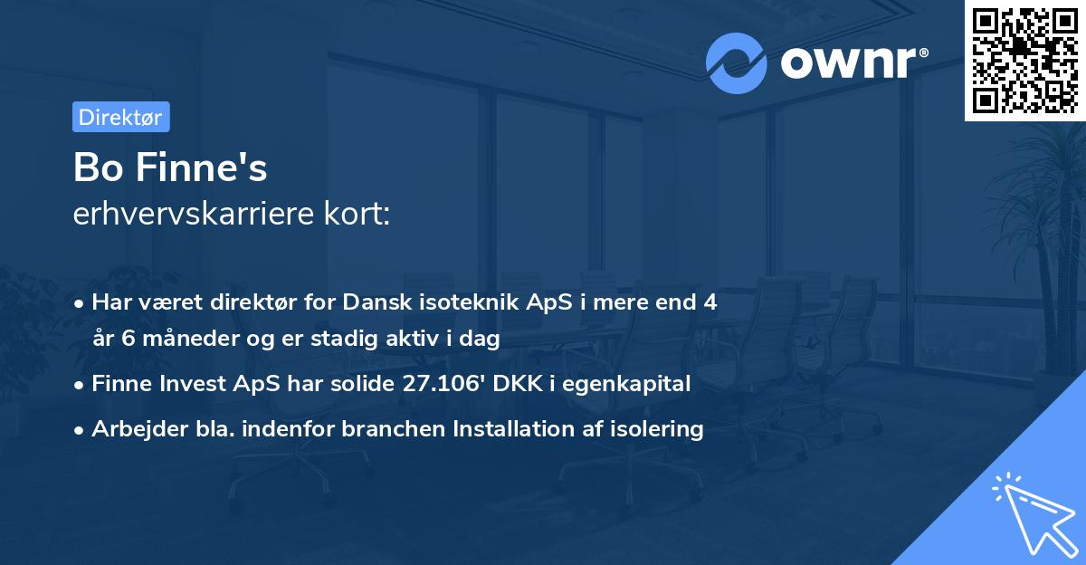 Bo Finne's erhvervskarriere kort