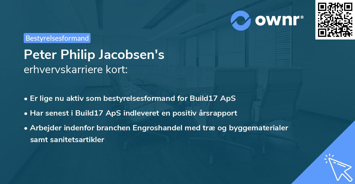 Peter Philip Jacobsen's erhvervskarriere kort