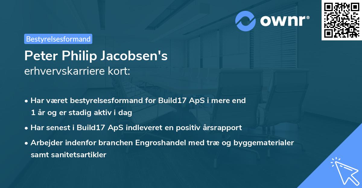 Peter Philip Jacobsen's erhvervskarriere kort