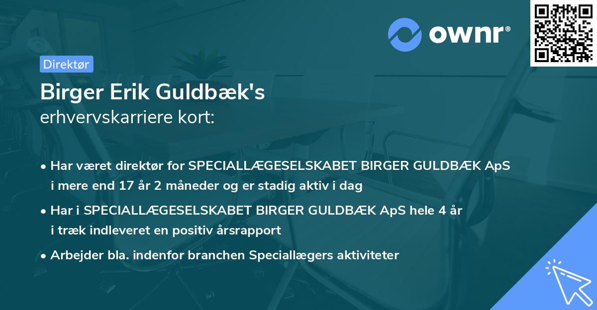Birger Erik Guldbæk's erhvervskarriere kort