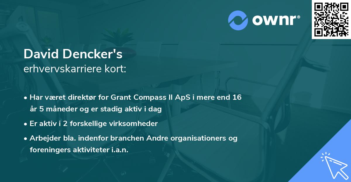 David Dencker's erhvervskarriere kort