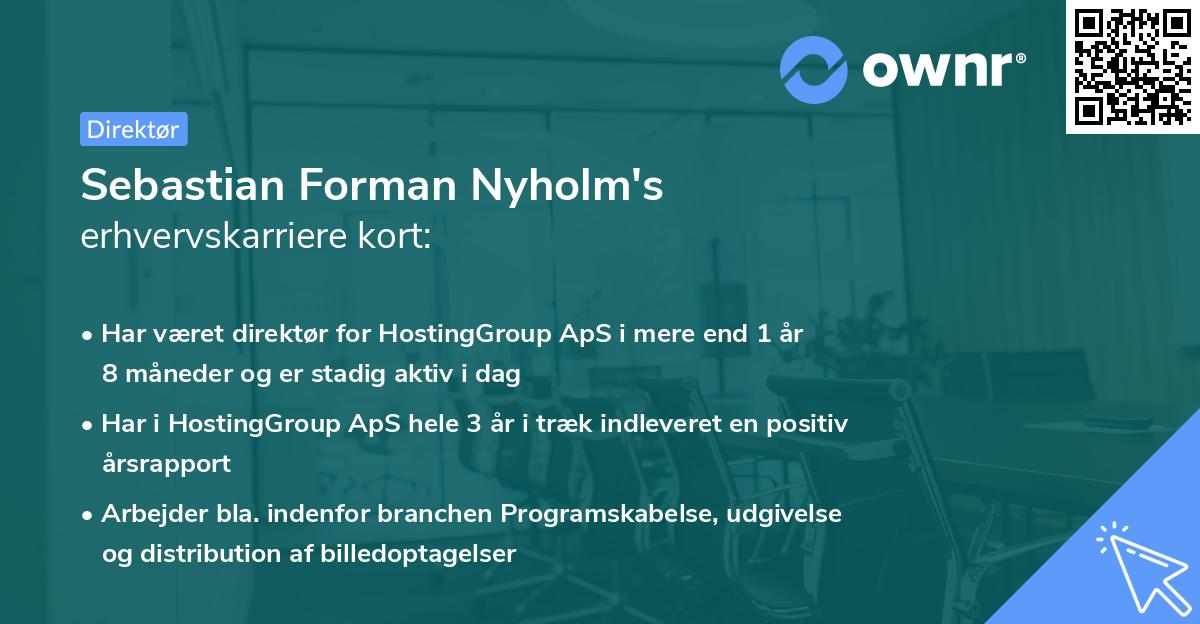 Sebastian Forman Nyholm's erhvervskarriere kort