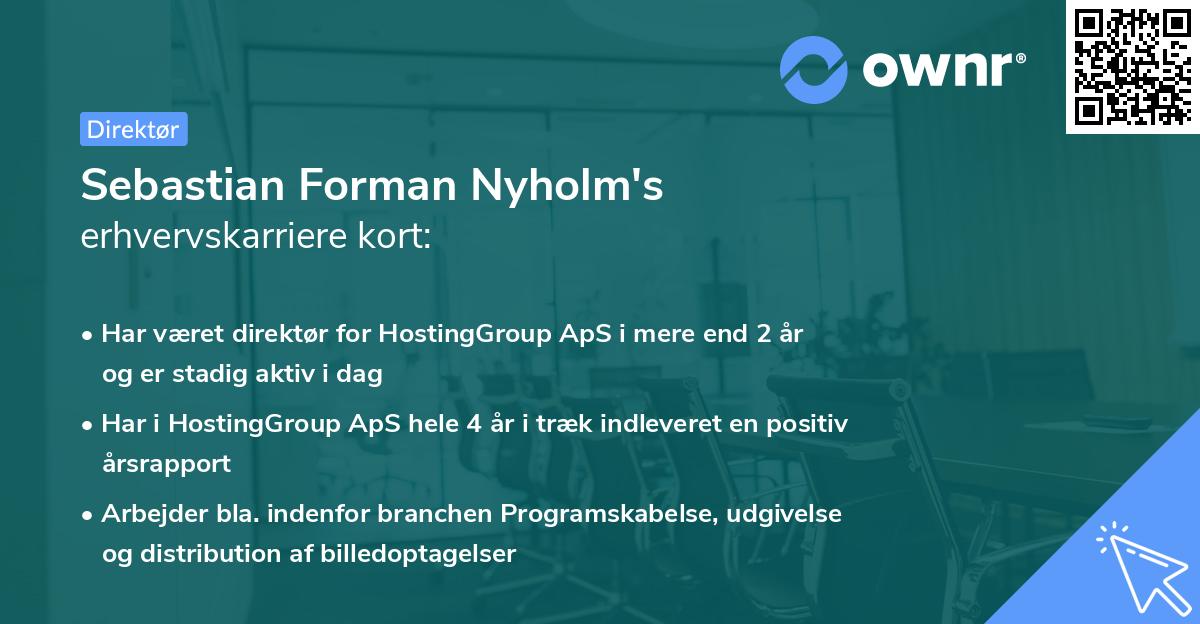 Sebastian Forman Nyholm's erhvervskarriere kort
