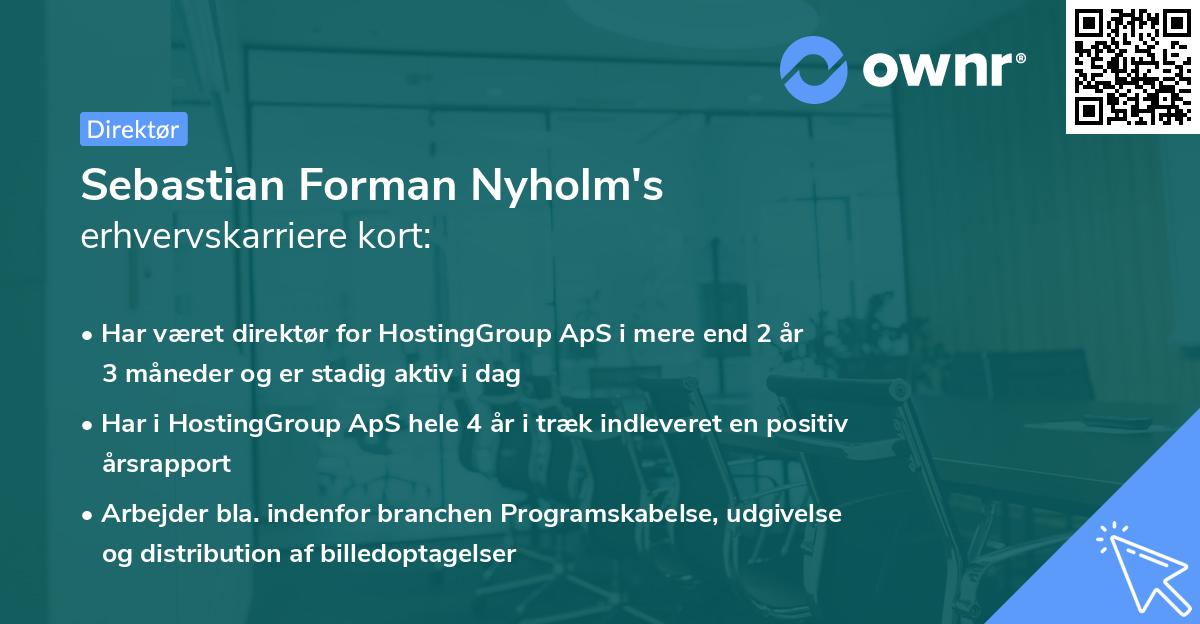 Sebastian Forman Nyholm's erhvervskarriere kort