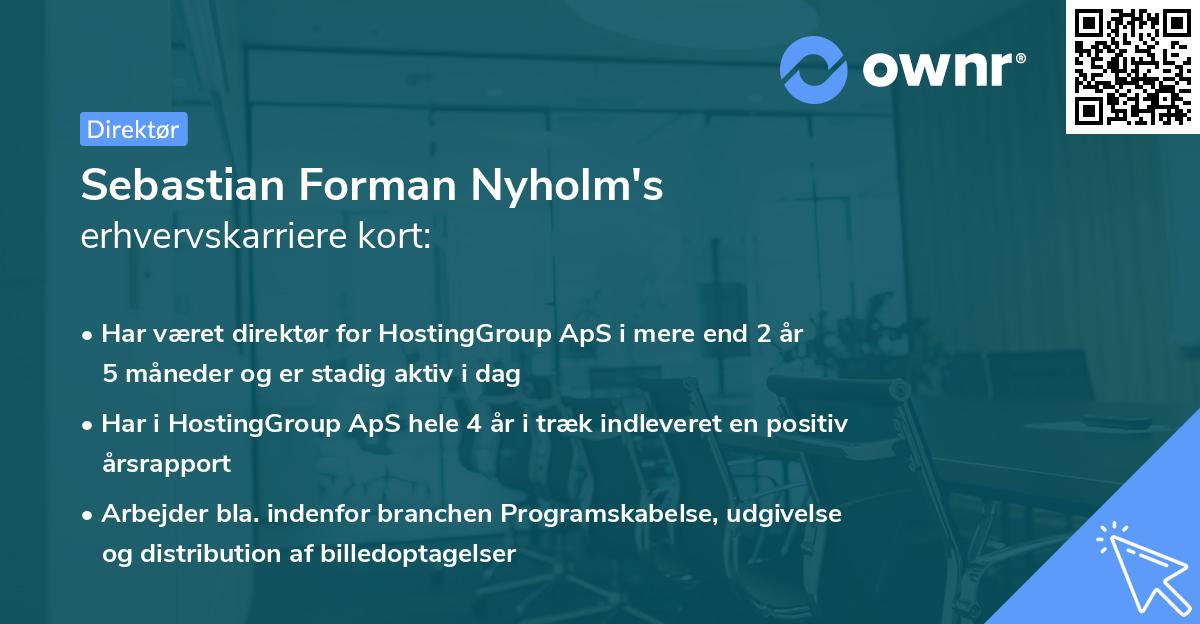 Sebastian Forman Nyholm's erhvervskarriere kort