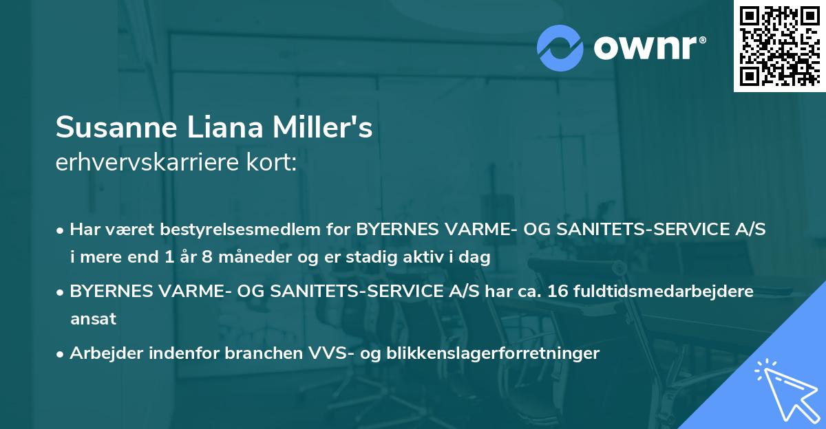 Susanne Liana Miller's erhvervskarriere kort