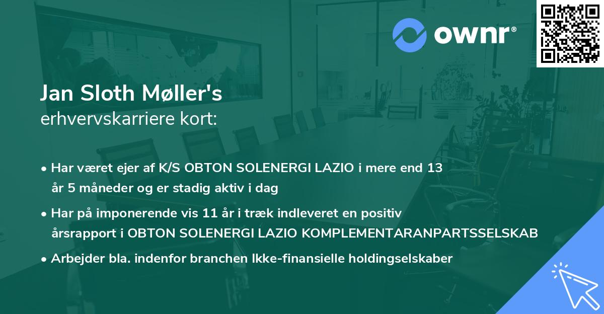 Jan Sloth Møller's erhvervskarriere kort