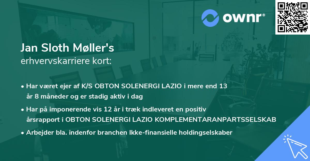 Jan Sloth Møller's erhvervskarriere kort