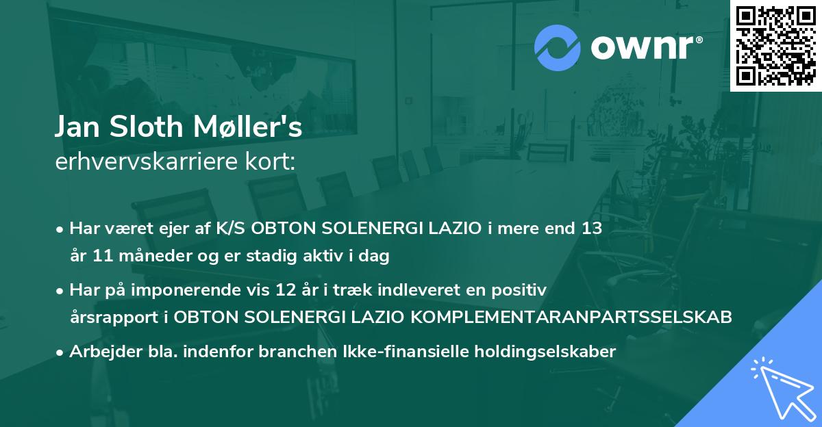 Jan Sloth Møller's erhvervskarriere kort