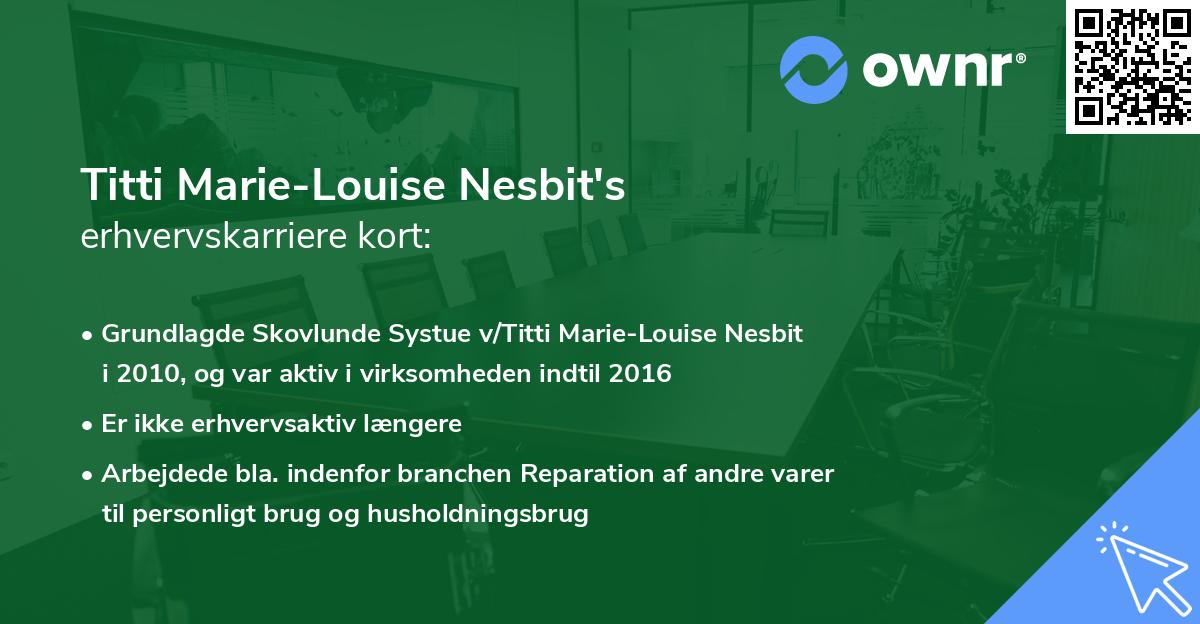 Titti Marie-Louise Nesbit's erhvervskarriere kort