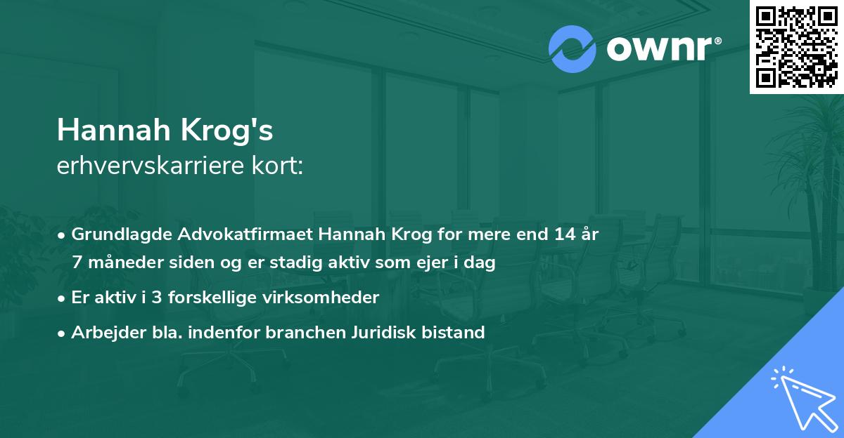 Hannah Krog's erhvervskarriere kort