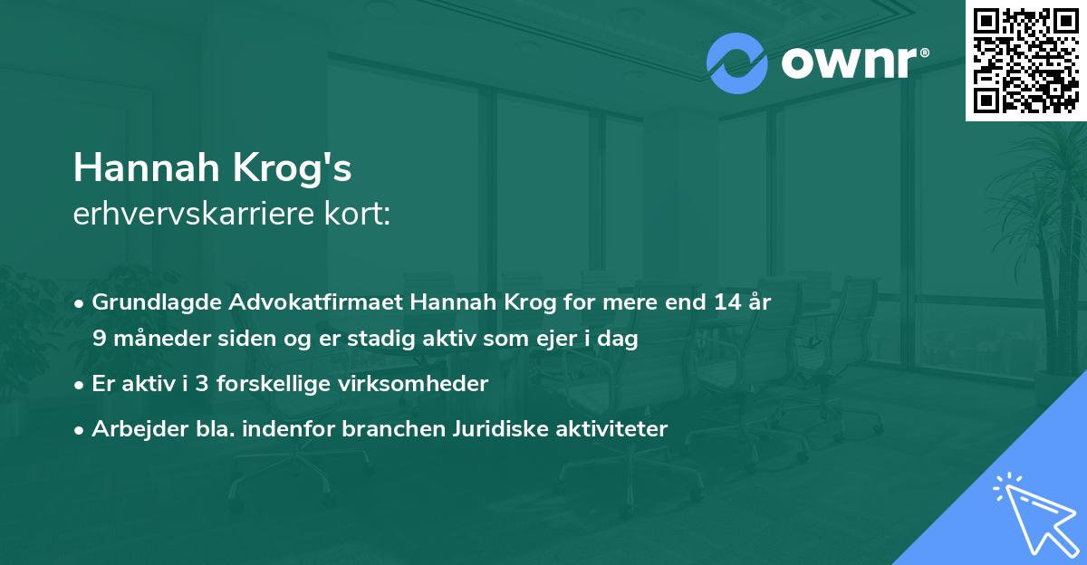 Hannah Krog's erhvervskarriere kort