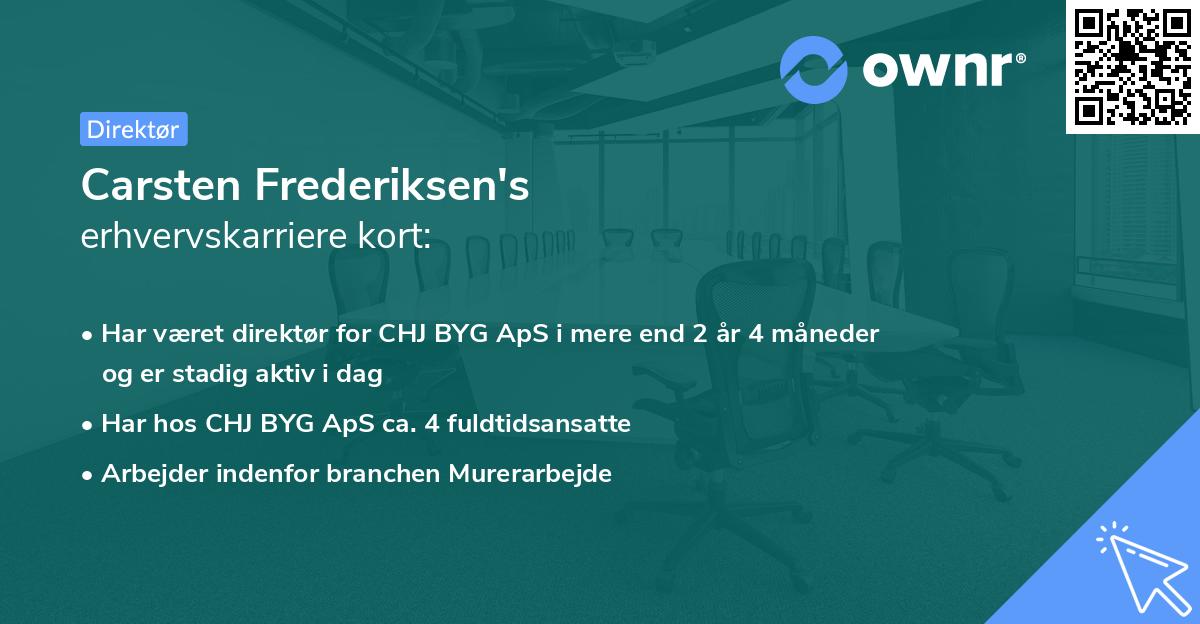 Carsten Frederiksen's erhvervskarriere kort