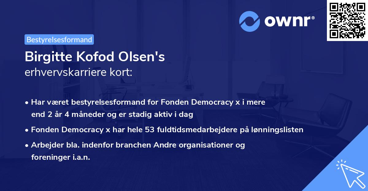 Birgitte Kofod Olsen's erhvervskarriere kort