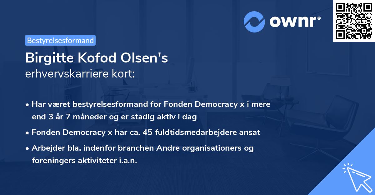Birgitte Kofod Olsen's erhvervskarriere kort