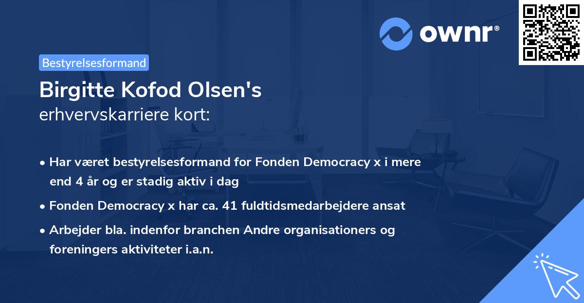 Birgitte Kofod Olsen's erhvervskarriere kort