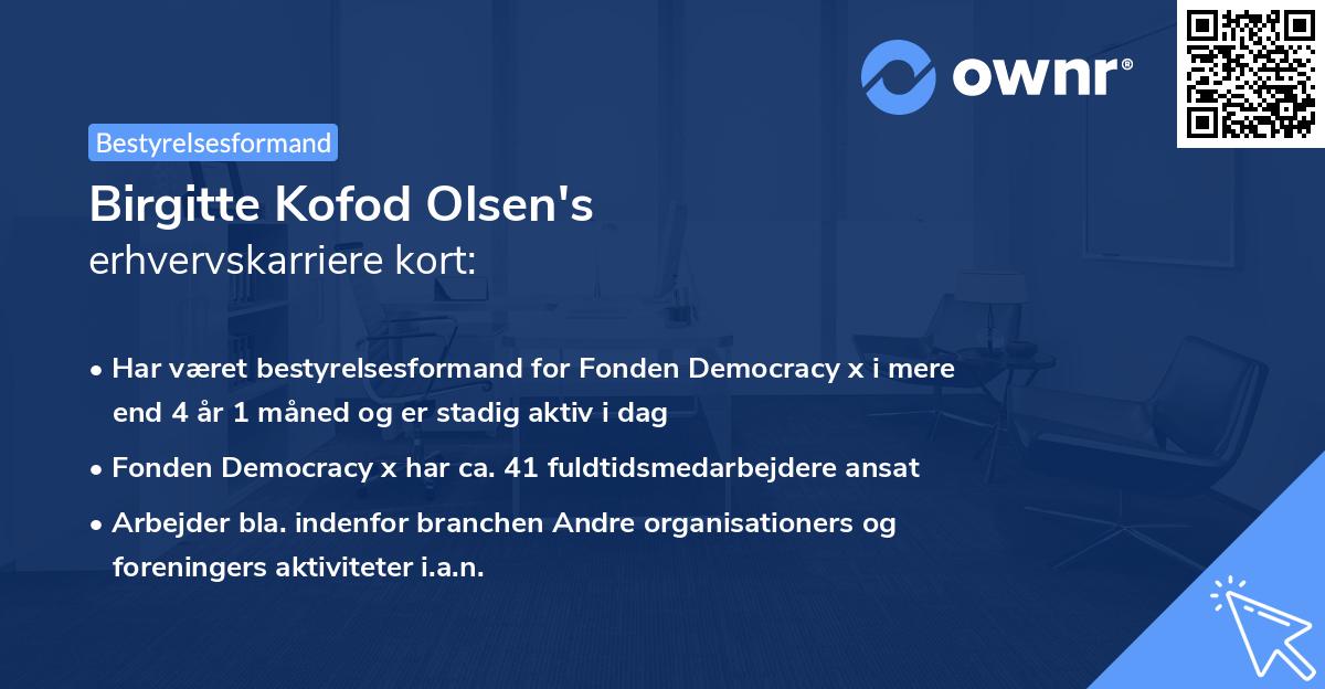 Birgitte Kofod Olsen's erhvervskarriere kort