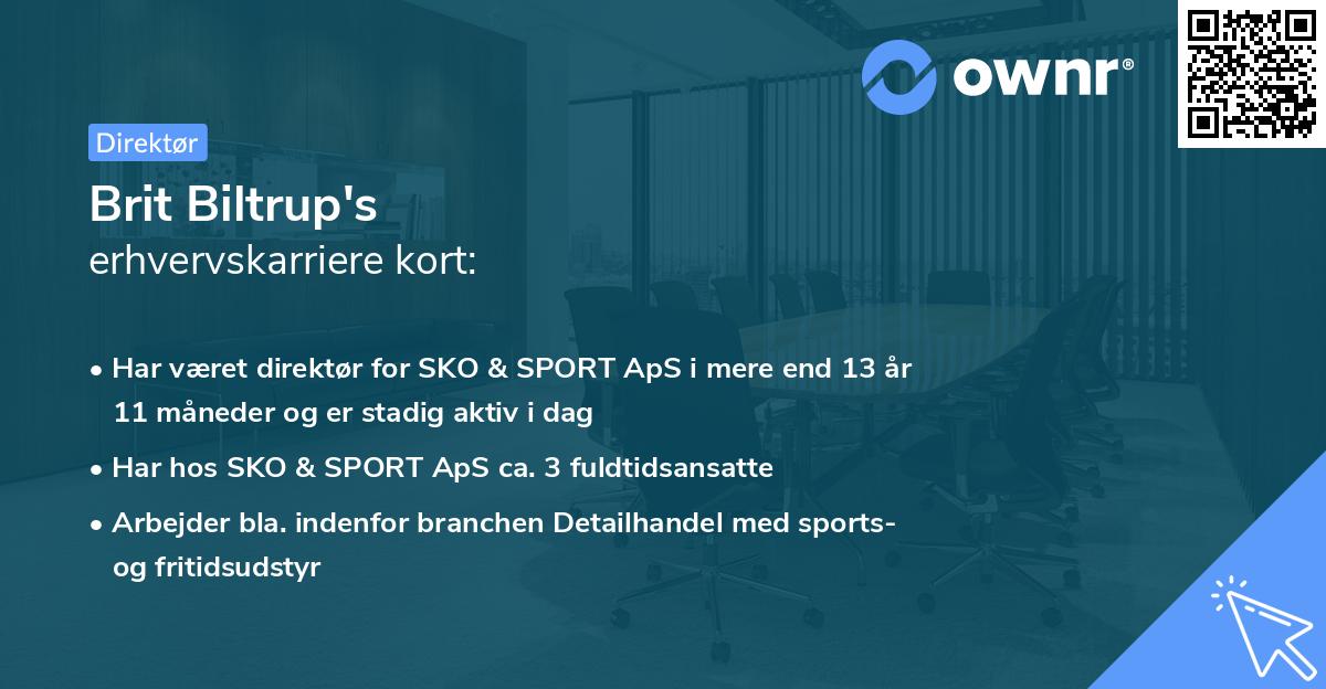 Brit Biltrup's erhvervskarriere kort