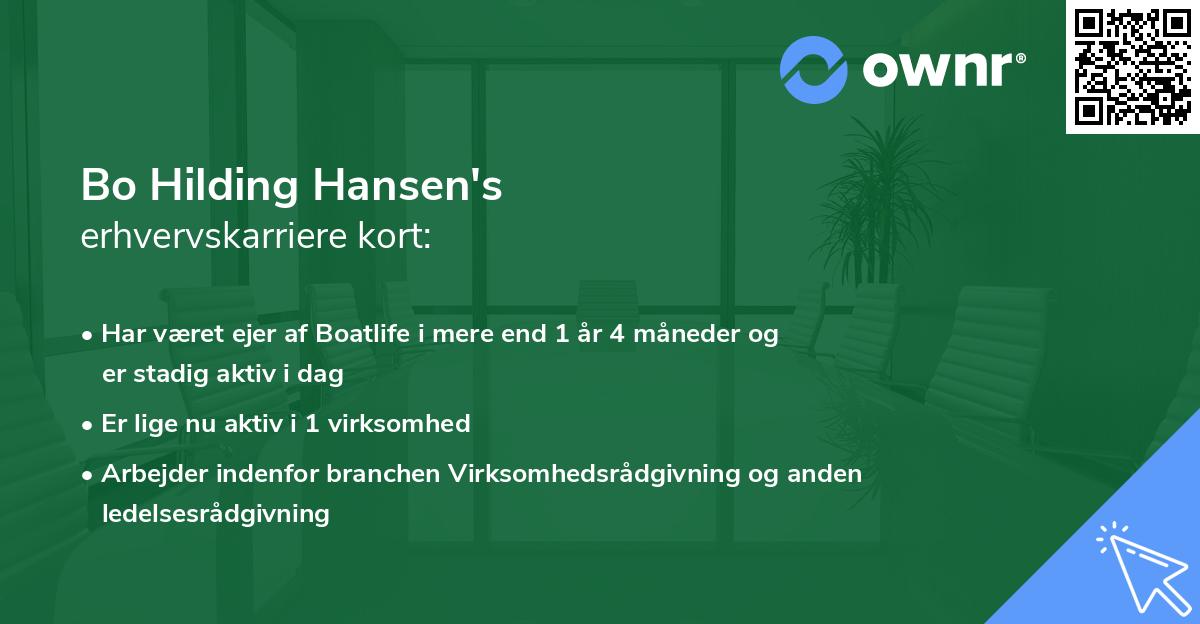 Bo Hilding Hansen's erhvervskarriere kort