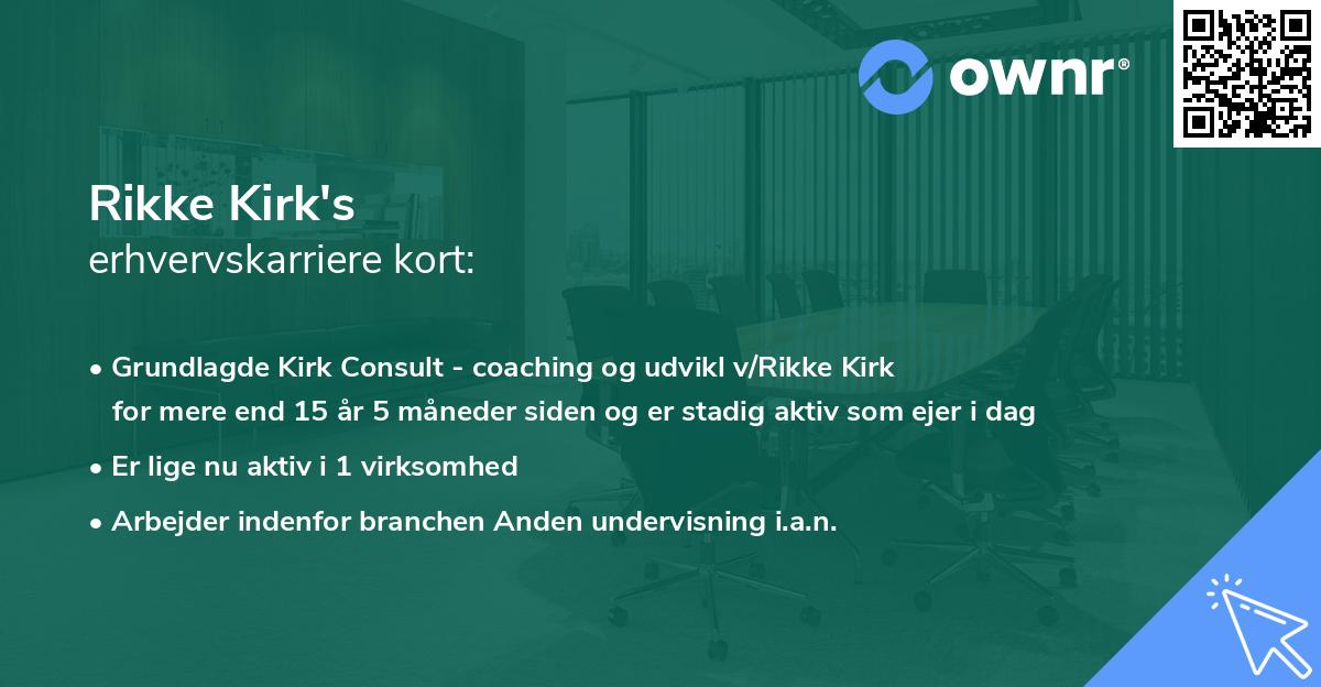 Rikke Kirk's erhvervskarriere kort
