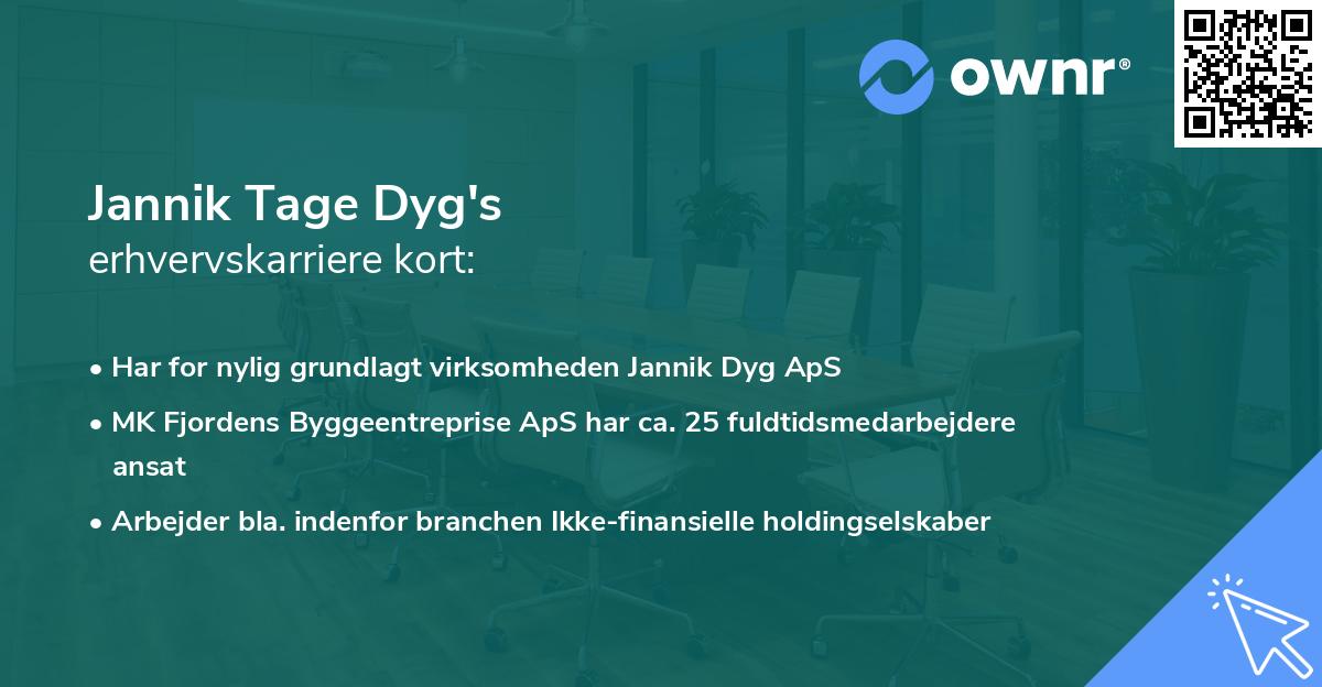Jannik Tage Dyg's erhvervskarriere kort